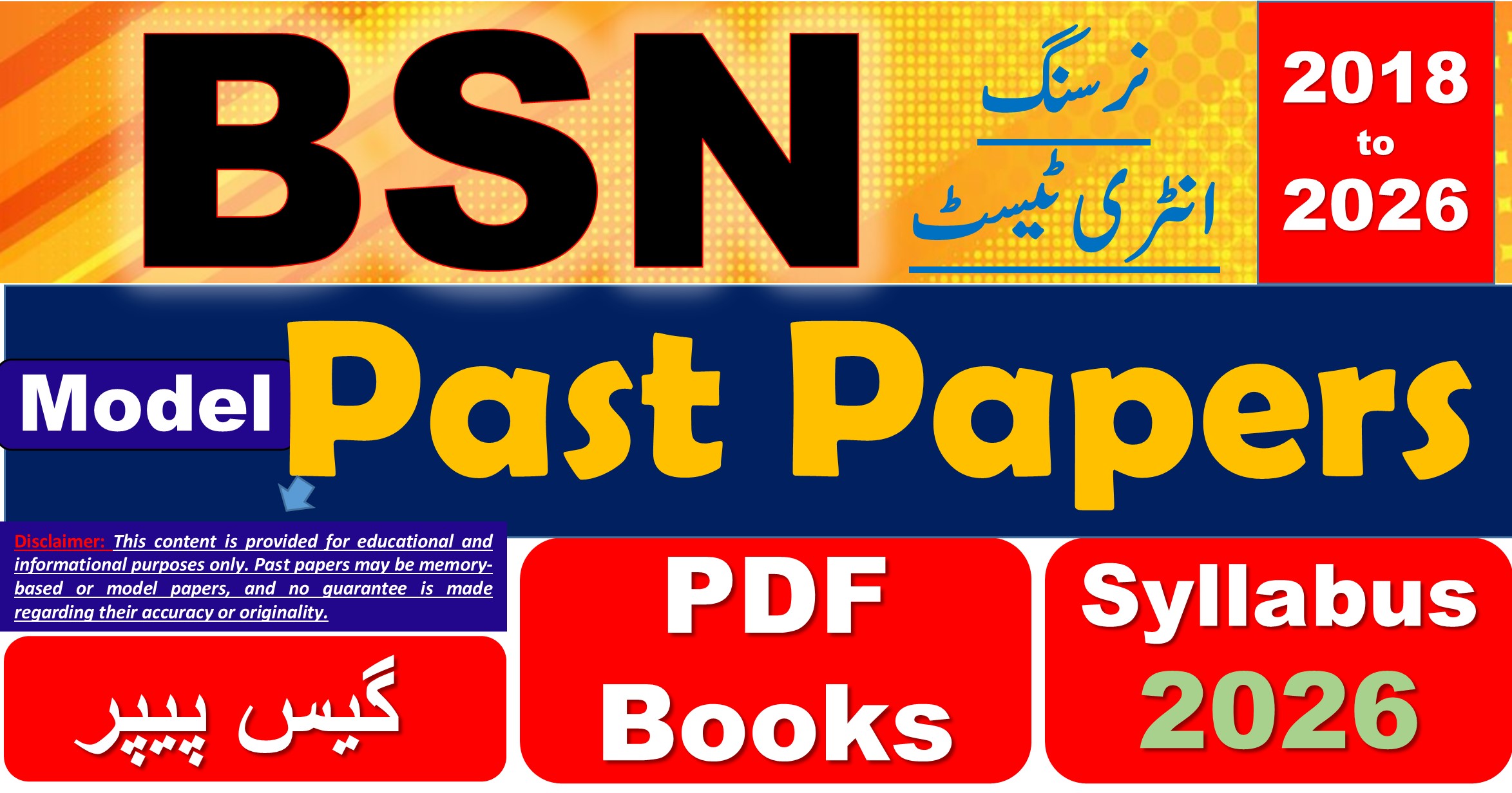 Entry Indicators BSN Nursing Entry Test Past Papers 2018 to 2027 & Syllabus 2027